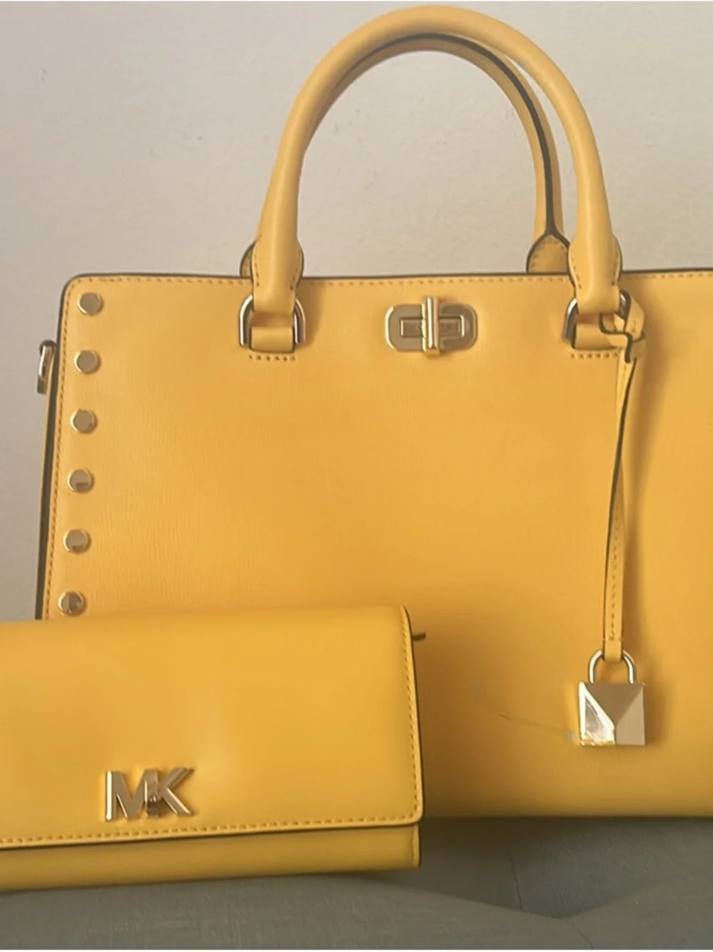 Michael Kors Yellow Leather Tote with Matching Wallet